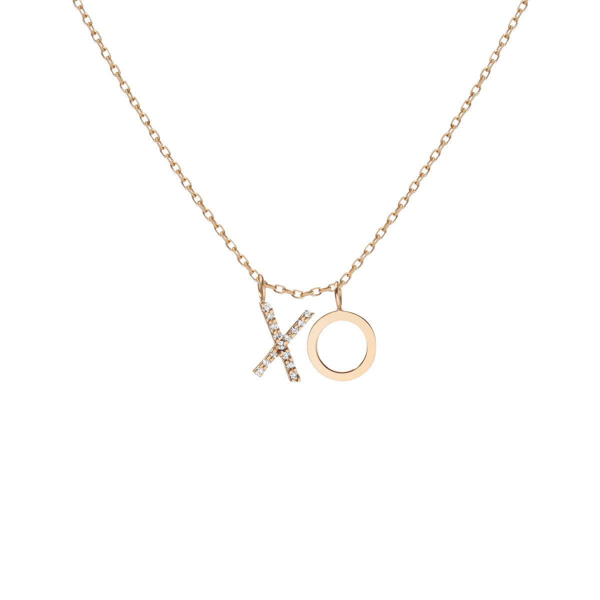 Double Mini Letter Charm Pendant with White Diamonds - Yellow - 14K | AUrate New York