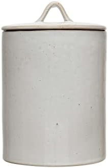 Creative Co-Op Stoneware Food Storage Container with Reactive Glaze Canister, White | Amazon (US)