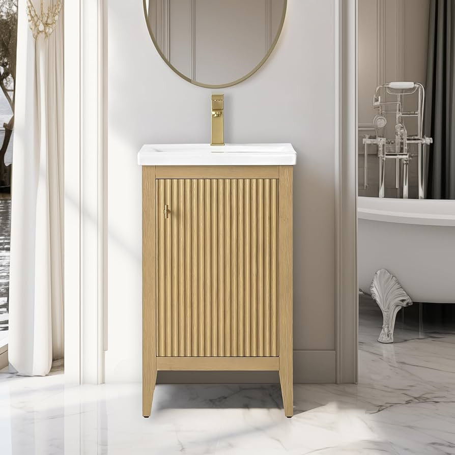 Vanity Art 20 inch Bathroom Vanity with Single Sink & Ceramic Top, Vanity Cabinet with Soft-Closi... | Amazon (US)