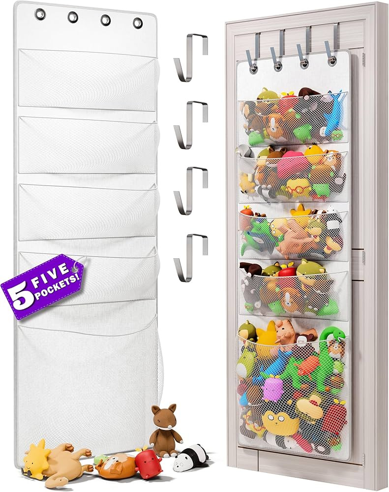 The Original 5-Pocket Over the Door Stuffed Animal Storage Organizer, Perfect for Bedroom Decor, ... | Amazon (US)