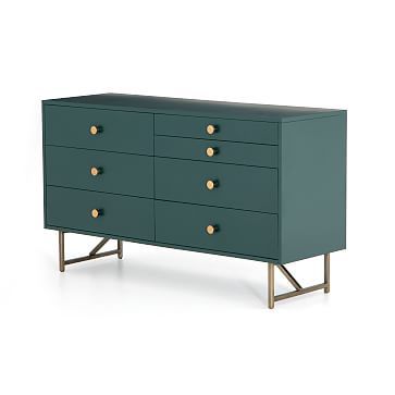 Modern Matte Wood & Brass 7-Drawer Dresser | West Elm (US)