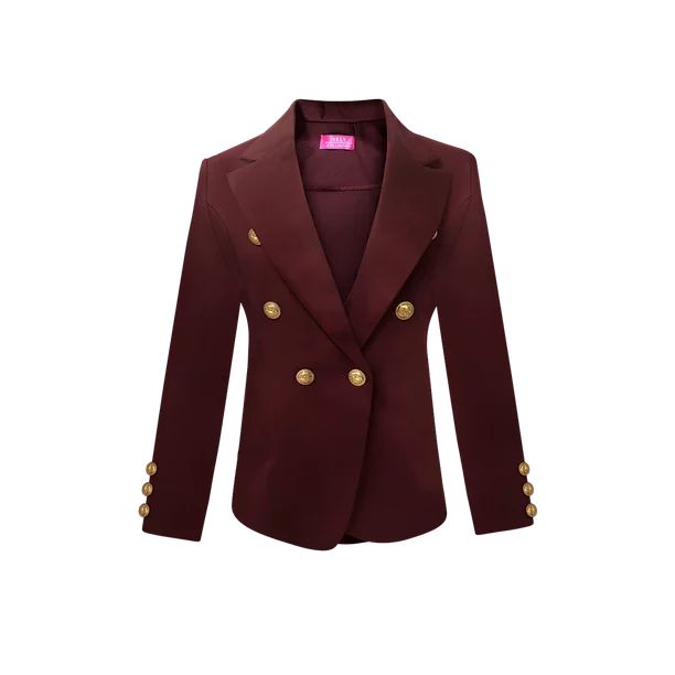 Womens Double Breasted Gold Button Front Blazer Jacket(Burgendy,Large) - Walmart.com | Walmart (US)