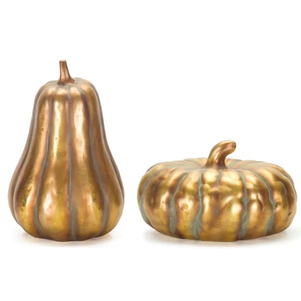 Pumpkin (Set Of 2) 5"H, 9.25"H Ceramic | Wayfair North America