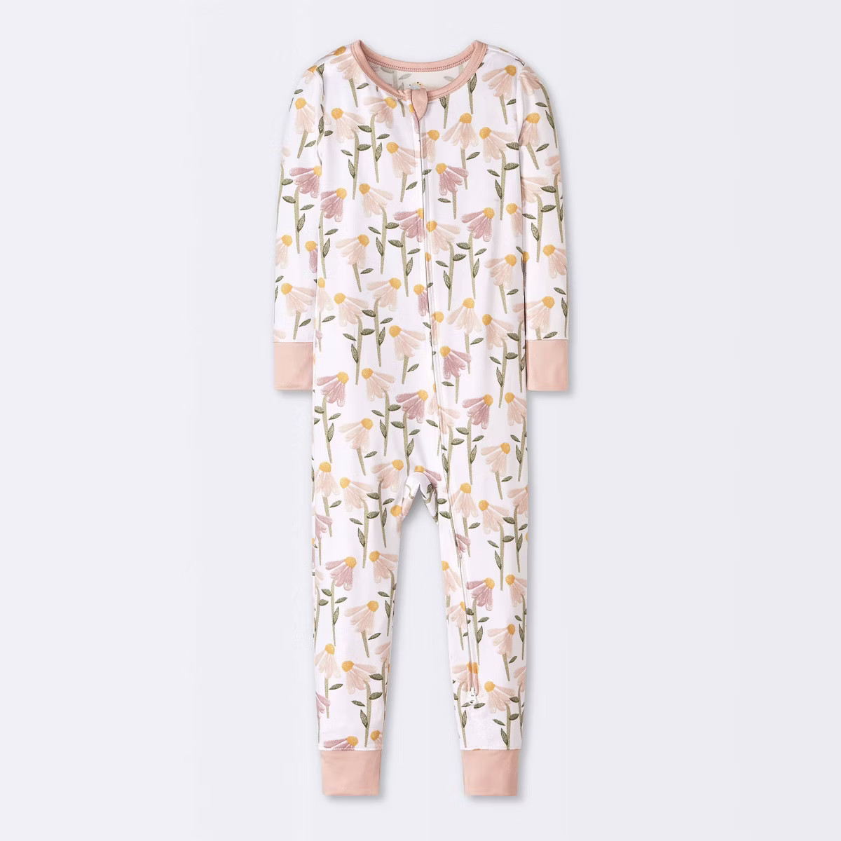 Toddler Girls' Floral Smooth Jersey Snug Fit Union Suit - Cloud Island™ White | Target