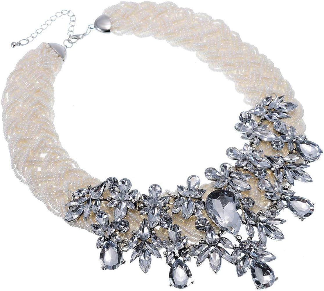 Jerollin Simulated Pearl Body Statement Necklace for Women, Fashion Collar Bib Necklaces Fashion ... | Amazon (US)