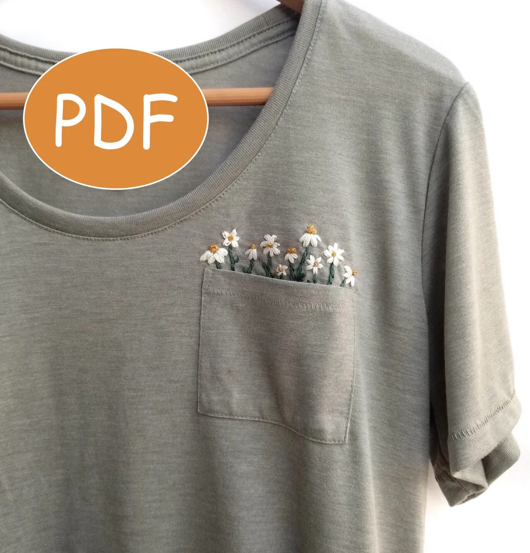 PDF DIGITAL Pattern Pocket Full of Daisies DIY - Thread Unraveled - Beginner Embroidery Pattern -... | Etsy (US)