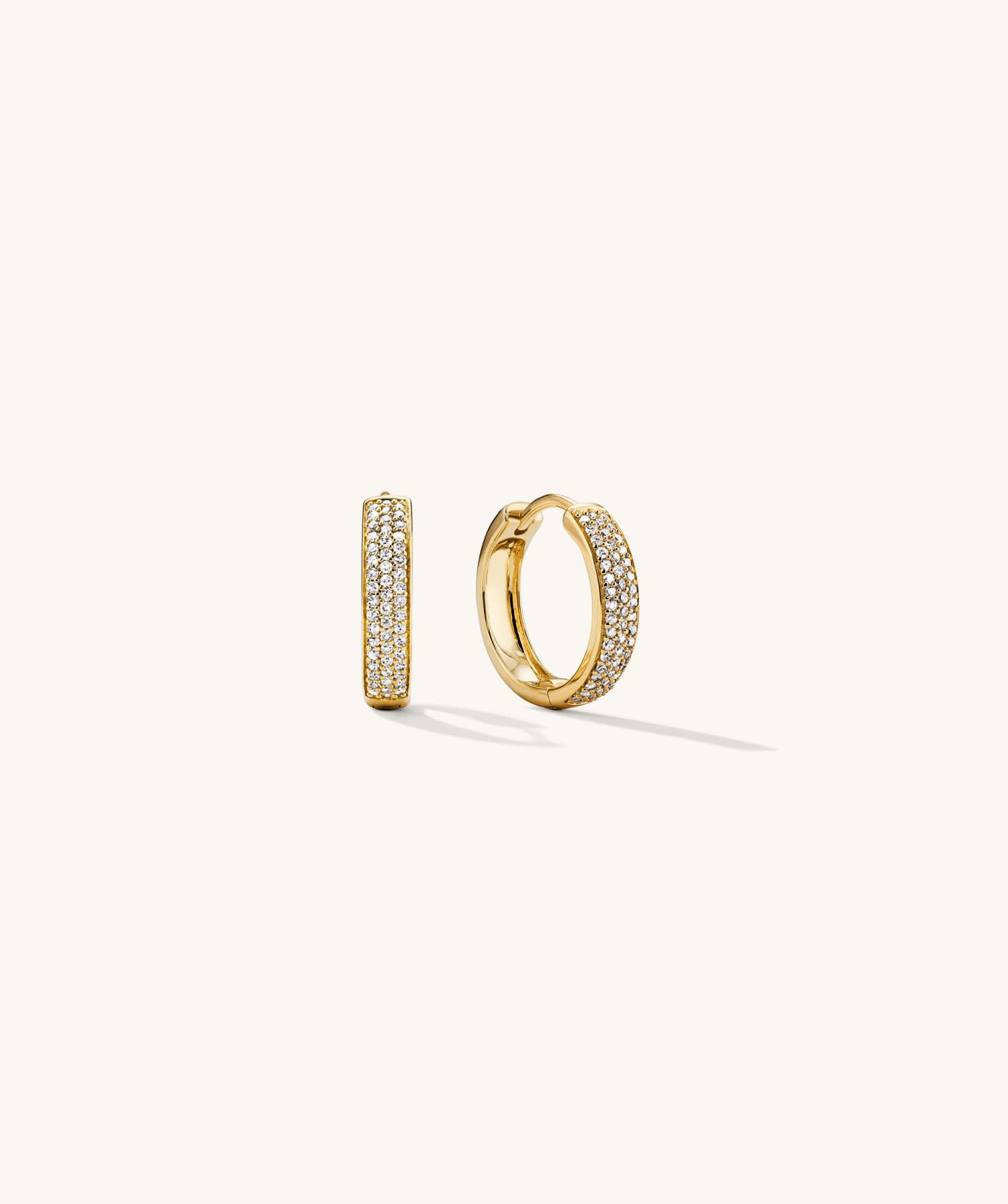 Bold Pavé Diamond Small Hoops | Mejuri Fine Crew