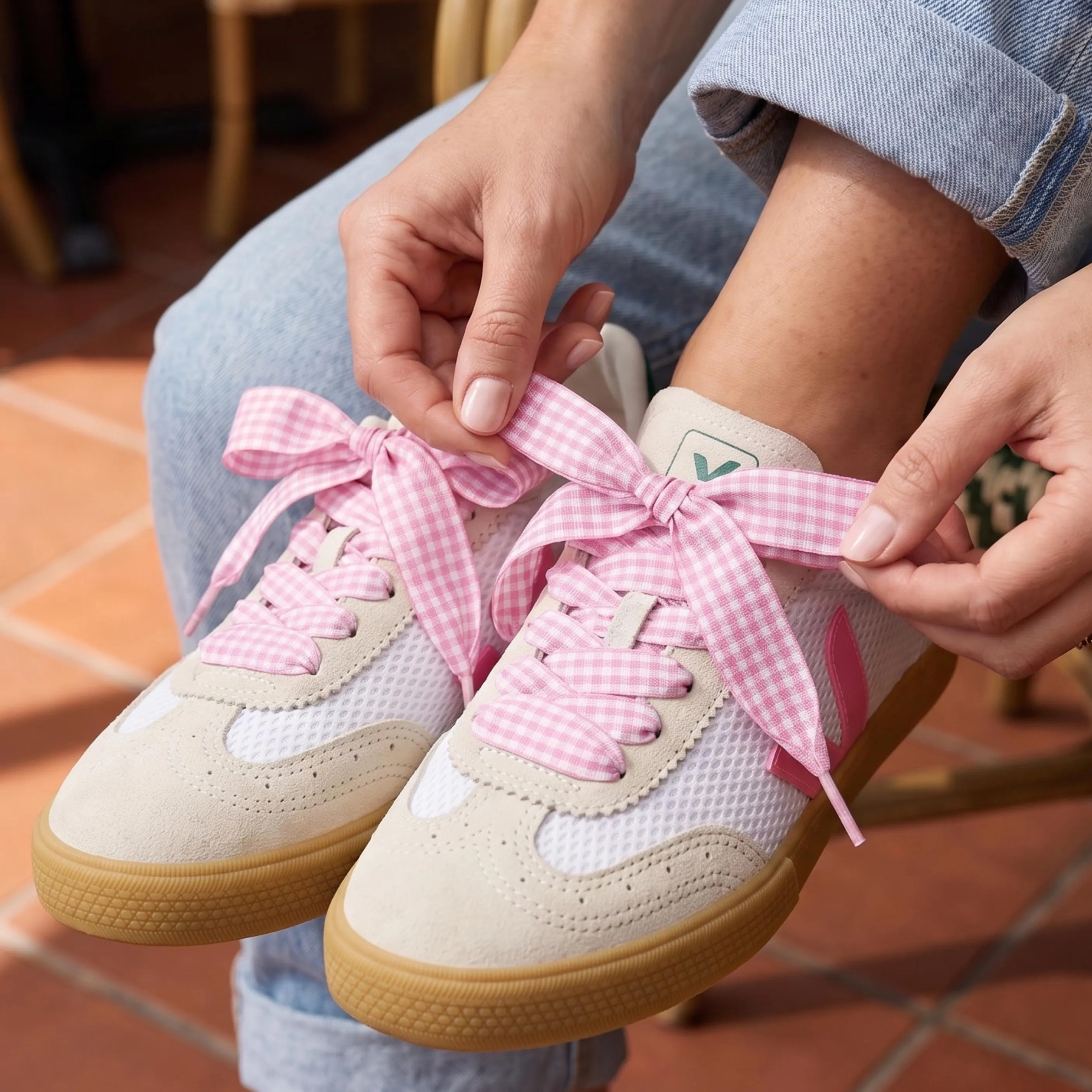 Gingham Ribbon Shoelace Replacement Pair Sneaker Accessory Upgrade Preppy Style Shoe Lace Custom Pink Gingham Fancy Shoelaces Yellow Gingham | Etsy (Global)