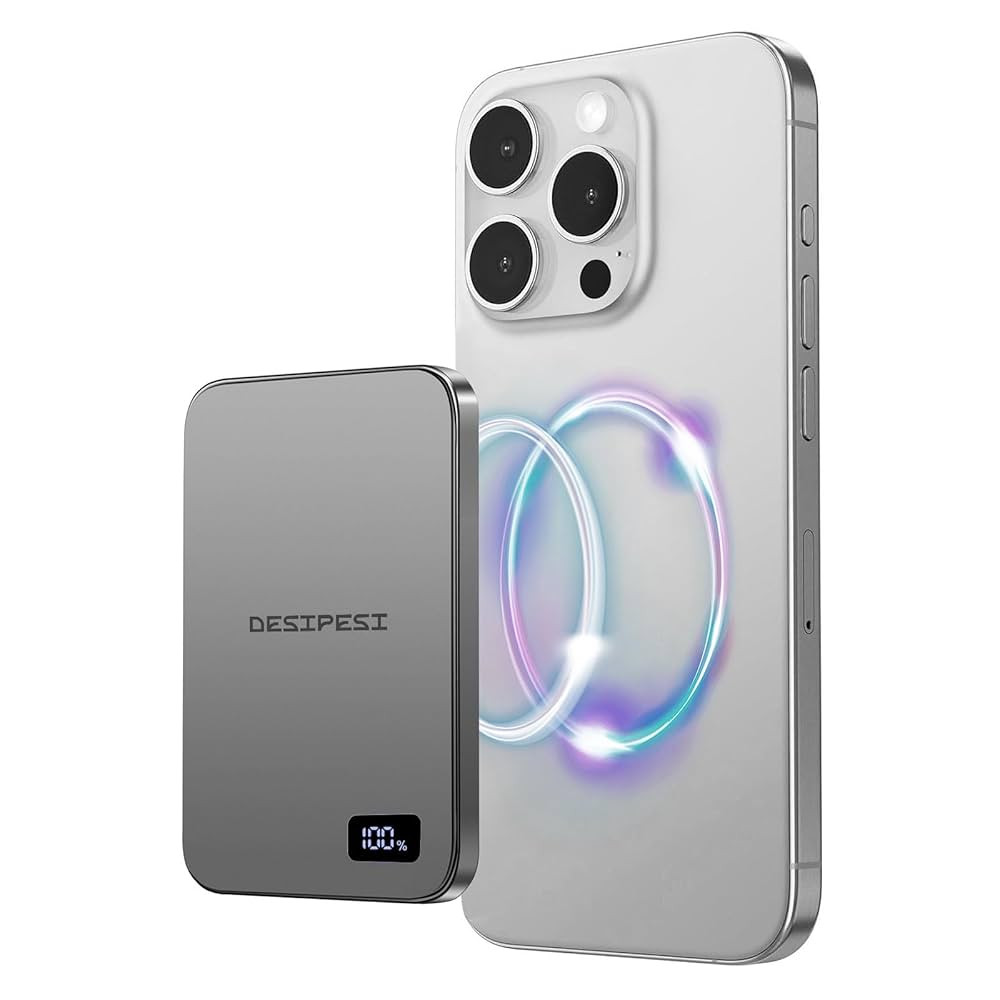 Magnetic Portable Charger 5000mAh, Ultra Slim 15W Wireless Portable Charger Fast Charging Compati... | Amazon (US)