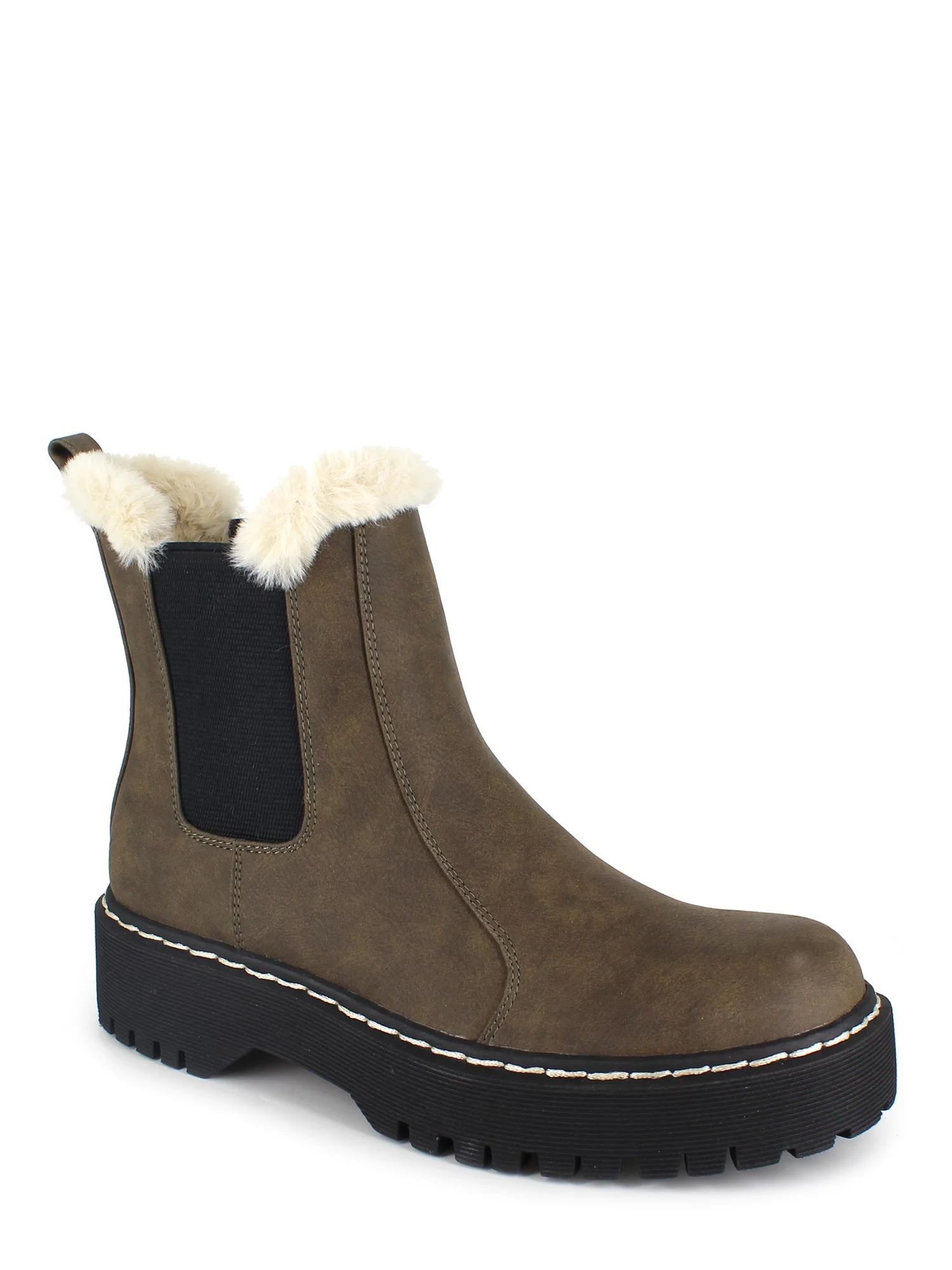 PORTLAND by Portland Boot Company Women's Faux Fur Trim Chelsea Boot | Walmart (US)