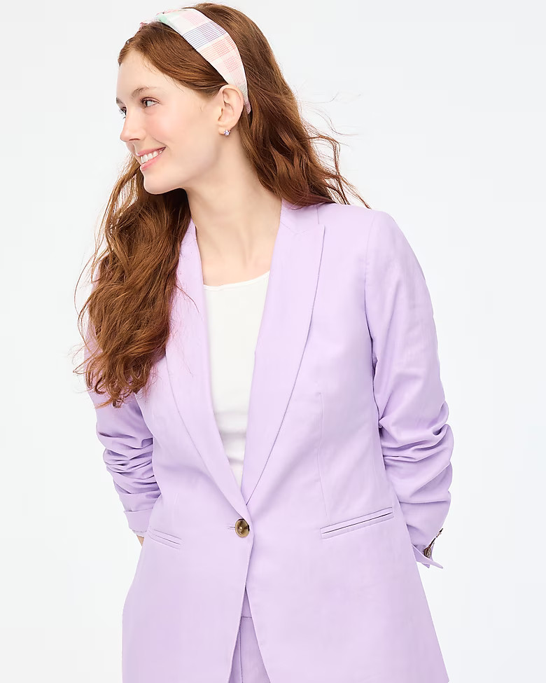 Linen-blend one-button blazer | J.Crew Factory