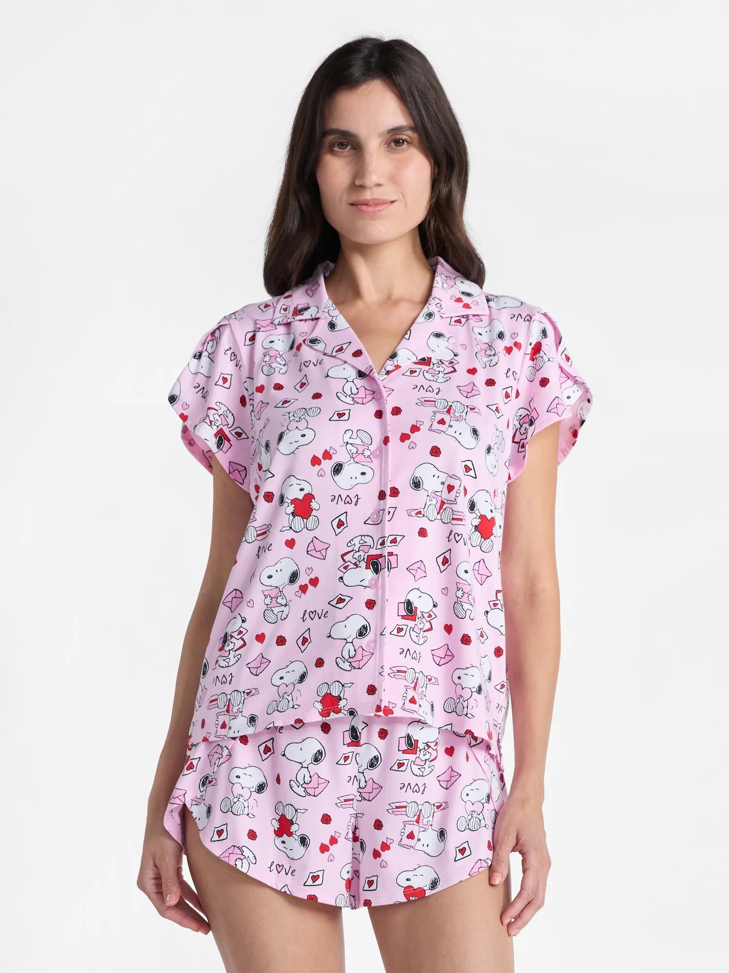 Peanuts Women's Valentine's Day Shorty Pajama Set, 2-Piece, Sizes XS-3X | Walmart (US)