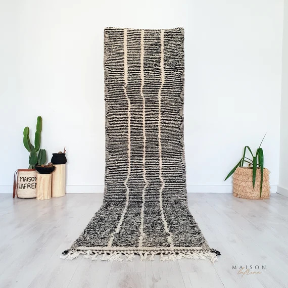 Moroccan Runner Rug Grey Beni Ourain Runner Berber Hallway - Etsy | Etsy (US)
