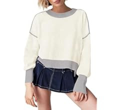 Womens Crewneck Pullover Sweaters Fall Winter Outwear Batwing Long Sleeve Oversized Casual Knit S... | Amazon (US)