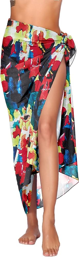 Ekouaer Women Sarong Swimsuit Coverups Chiffon Long Bikini Wraps Sheer Beach Bathing Suit Cover U... | Amazon (US)
