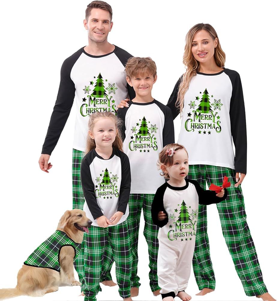 Awoscut Family Matching Pajamas Christmas Pjs Holiday Nightwear Sleepwear Sets Long Sleeve Pjs | Amazon (US)