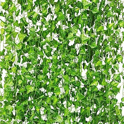 CQURE 24 Pack 168Ft Artificial Ivy Garland,Ivy Garland Fake Vines Leaf Garland Green Leaves Fake Pla | Amazon (US)