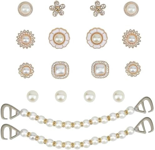 Bling Shoe Charms Cute Shoes Decorations for Women Pearl Chains Pink Shoe Accessories Flower Shoe... | Amazon (US)