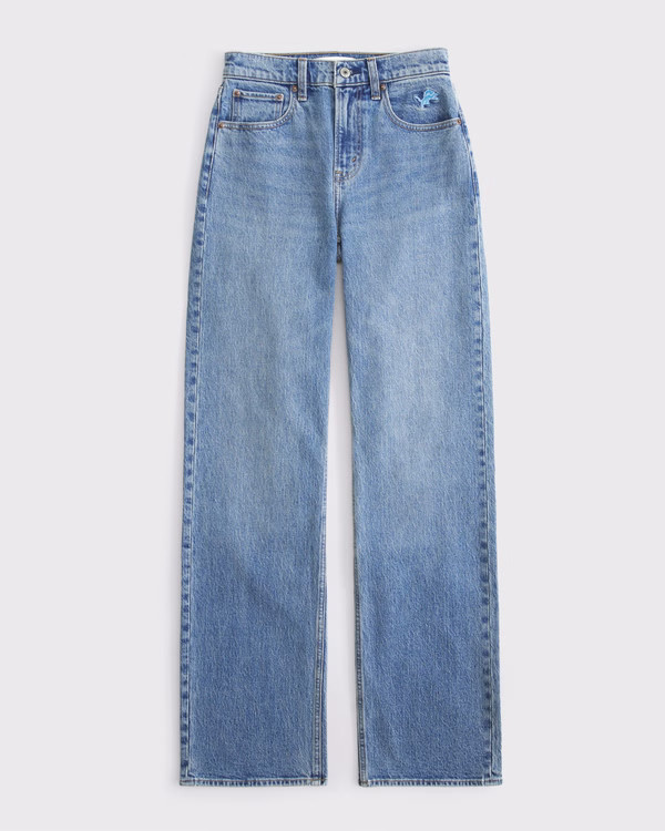 Women's High Rise 90s Relaxed Detroit Lions Embroidered Jean | Women's Bottoms | Abercrombie.com | Abercrombie & Fitch (US)