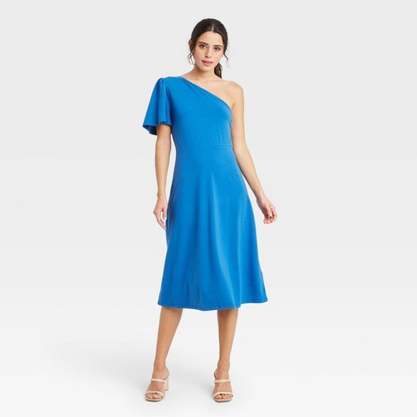 Women's One Shoulder Puff Short Sleeve Dress - Who What Wear™ | Target