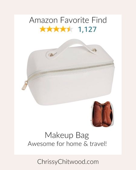 This makeup bag is awesome for home and travel! It opens flat. Plus, It holds a lot of makeup and makeup brushes. 

I love that the interior is also faux leather. 

Amazon find, favorite finds, beauty, makeup bags, makeup organization

#LTKbeauty #LTKhome #LTKFind