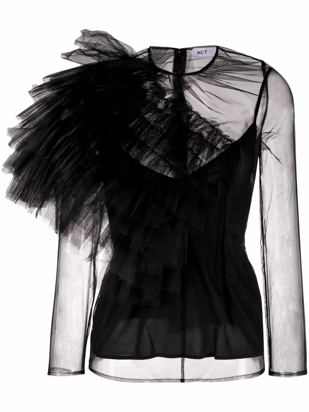 sheer ruffled top | Farfetch Global