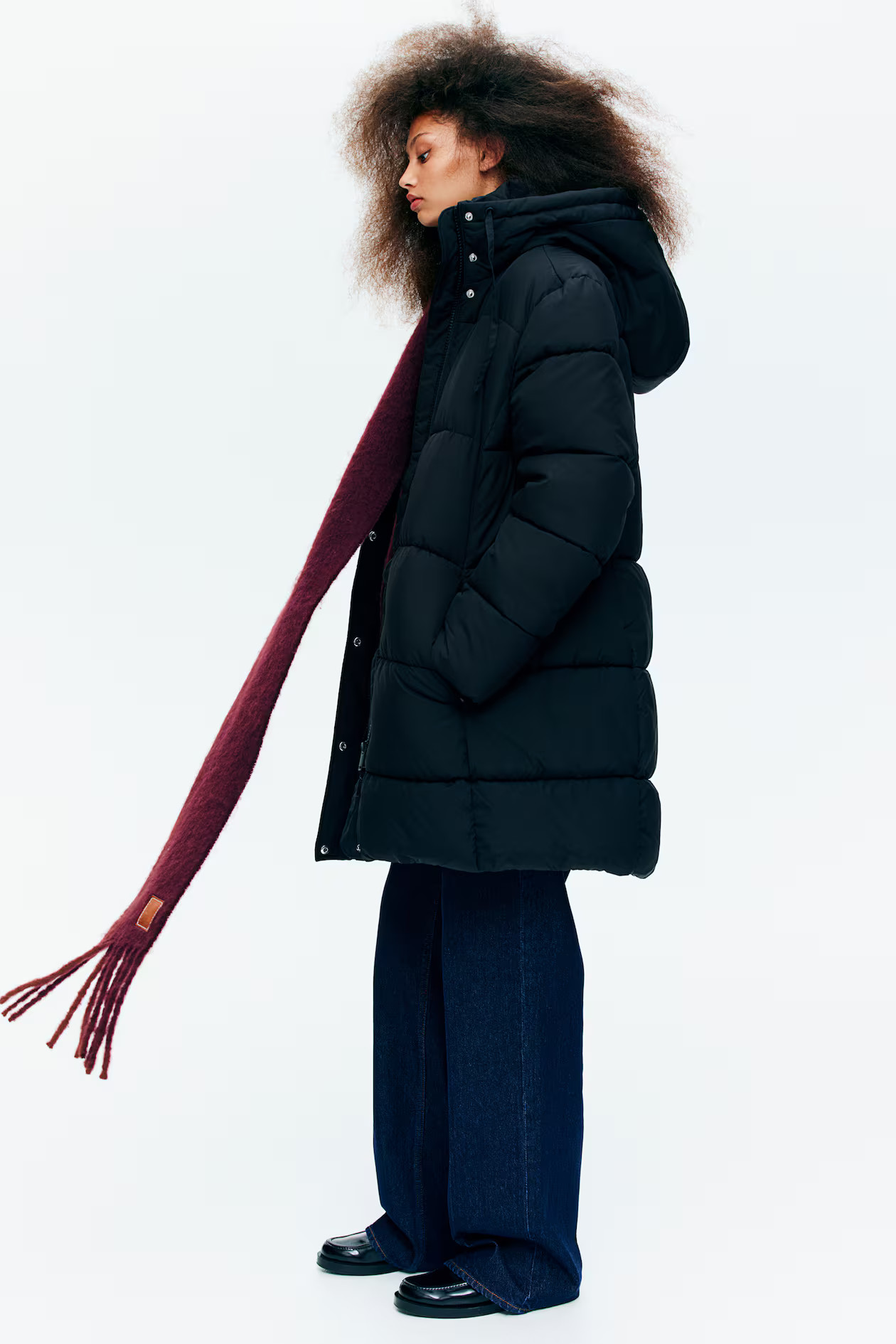 Hooded puffer coat - Black - Ladies | H&M GB | H&M (UK, MY, IN, SG, PH, TW, HK)