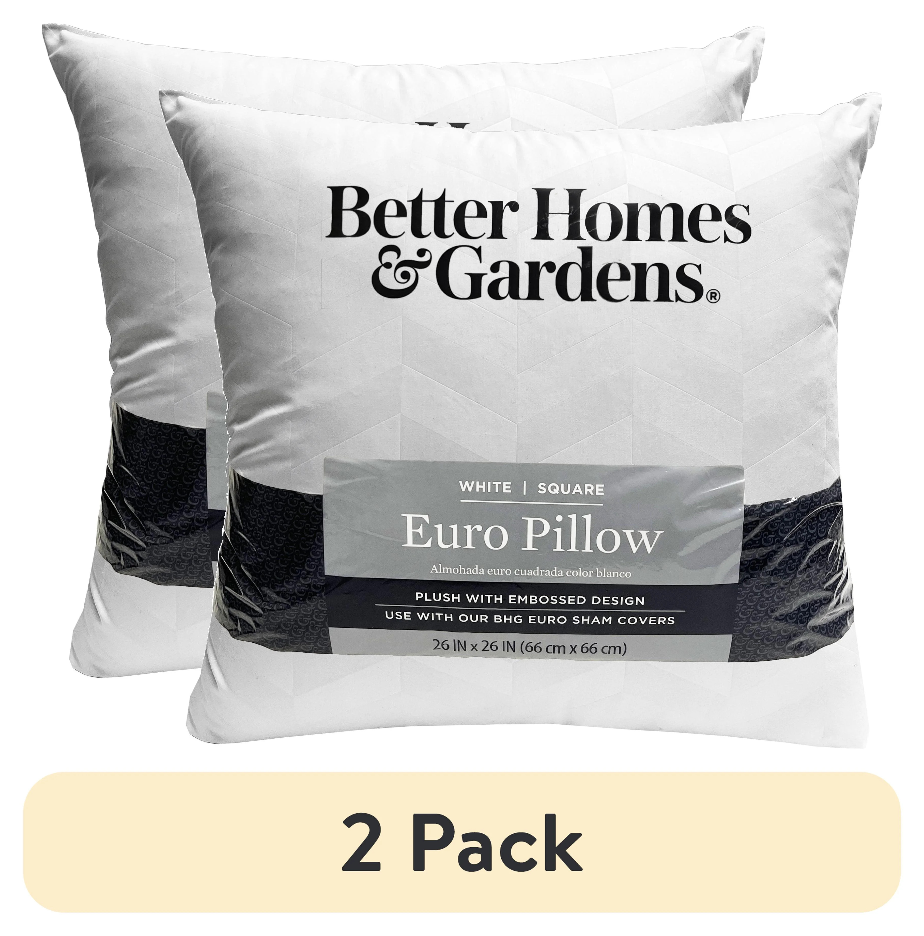 (2 pack) Better Homes and Gardens Euro Pillow Insert, 26"x26" | Walmart (US)