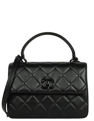 Chanel 2024 So Black Lambskin Quilted Small Trendy CC Dual Handle Flap Bag  | eBay | eBay US