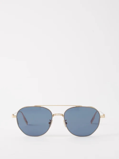 Dior - Neodior Ru Aviator Metal Sunglasses - Mens - Gold Blue | Matches (US)