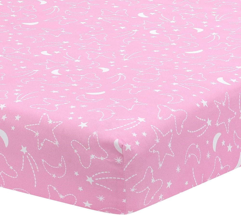 Lambs & Ivy Disney Baby Minnie Mouse Celestial Fitted Crib Sheet, Pink | Amazon (US)