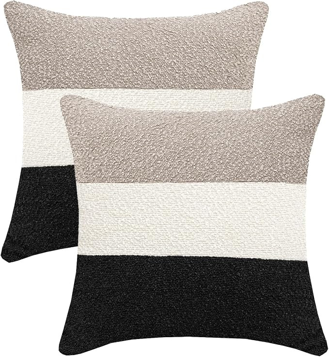 Decorative Textured Boucle Pillow Covers 20 x 20 Inch Neutral Accent Pillow Case for Couch Sofa B... | Amazon (US)