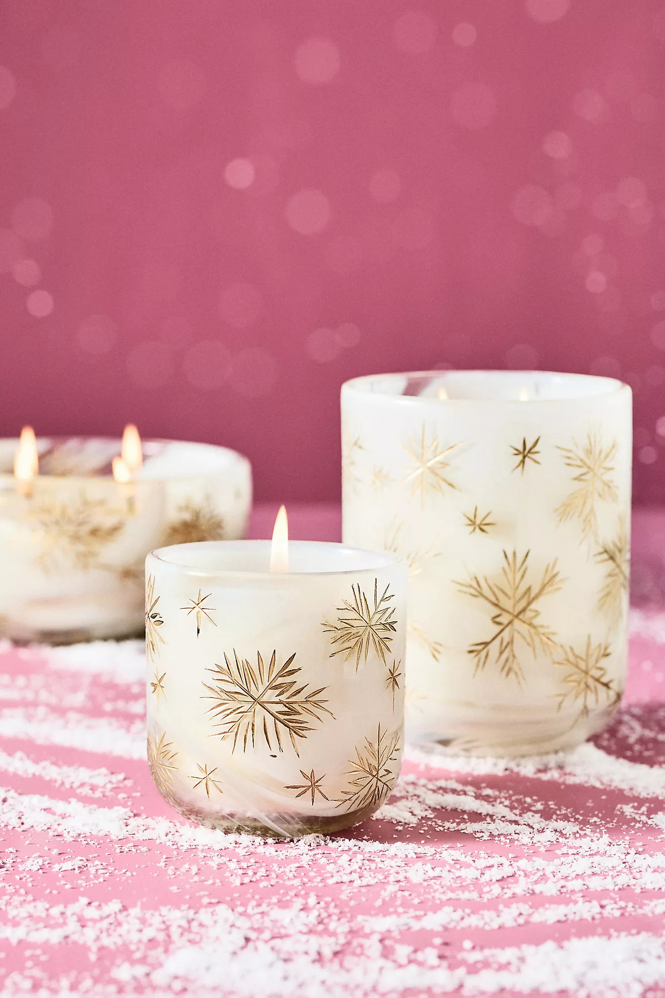 Etched Snowfall Woody Fresh Balsam & Cedarwood Glass Candle | Anthropologie (US)
