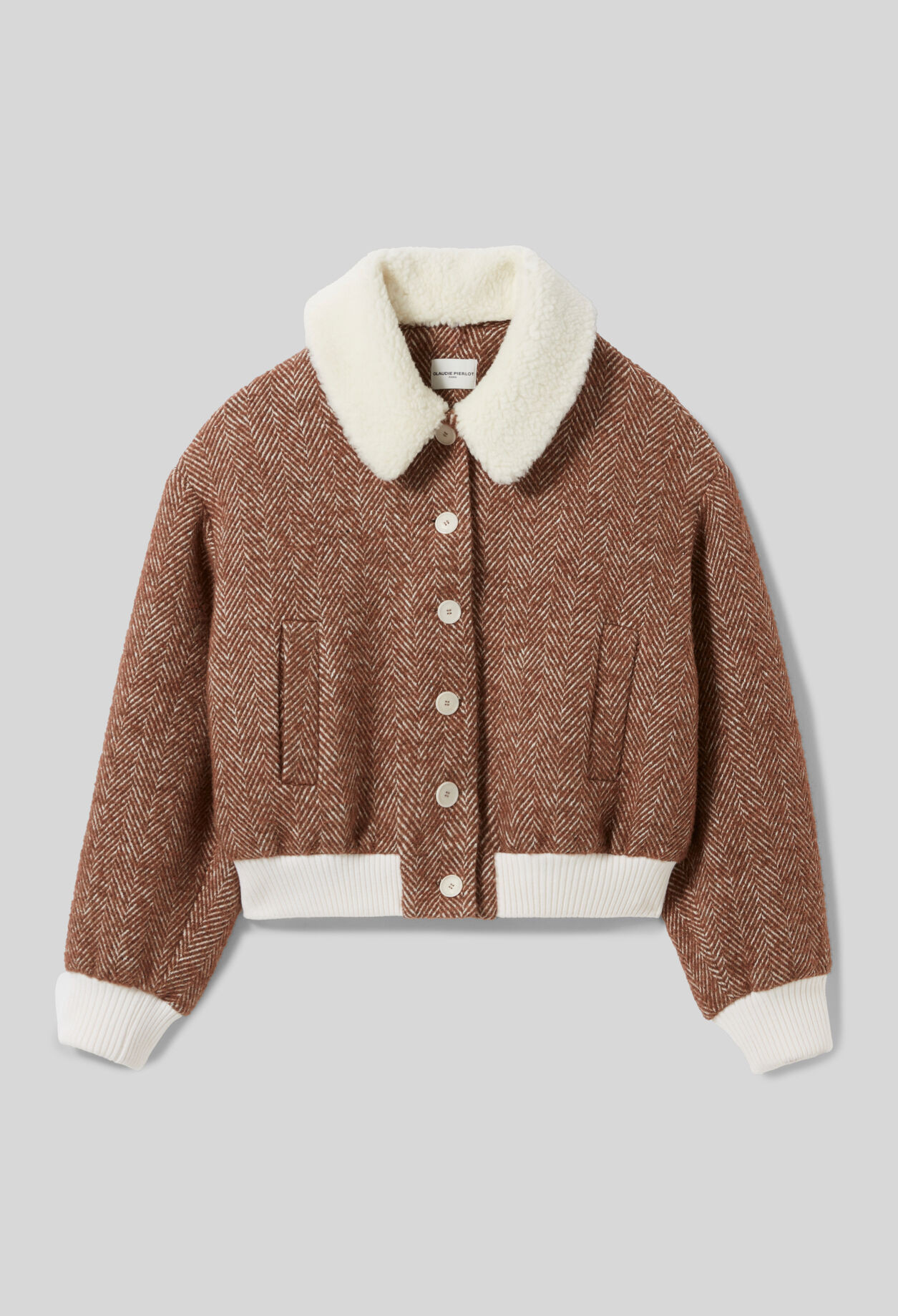 Manteau court col fausse fourrure | Claudie FR | Claudie Pierlot (FR, DE, ES, UK)