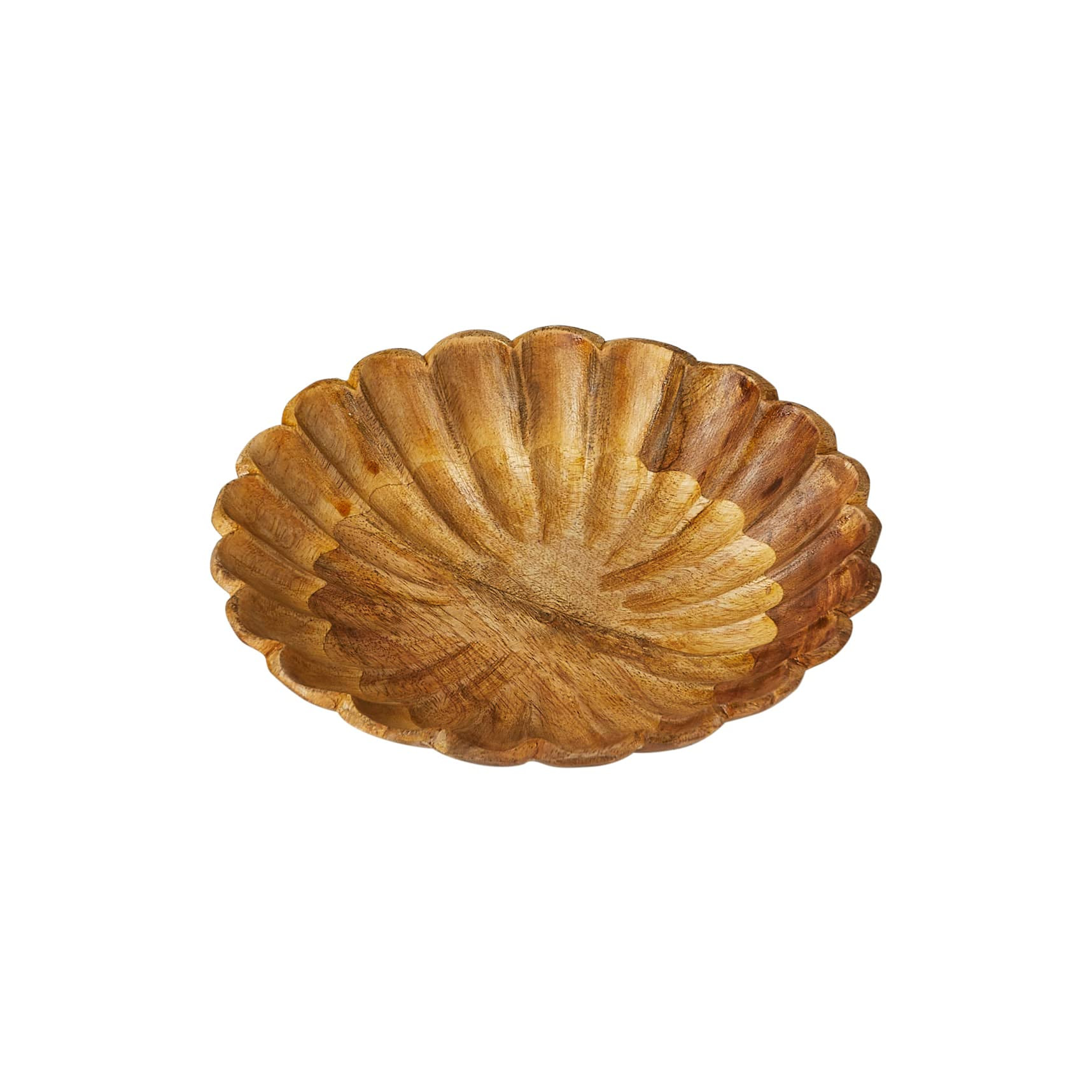 Boho Carved Wood Bowl with Scalloped Edge, Natural | Amazon (US)