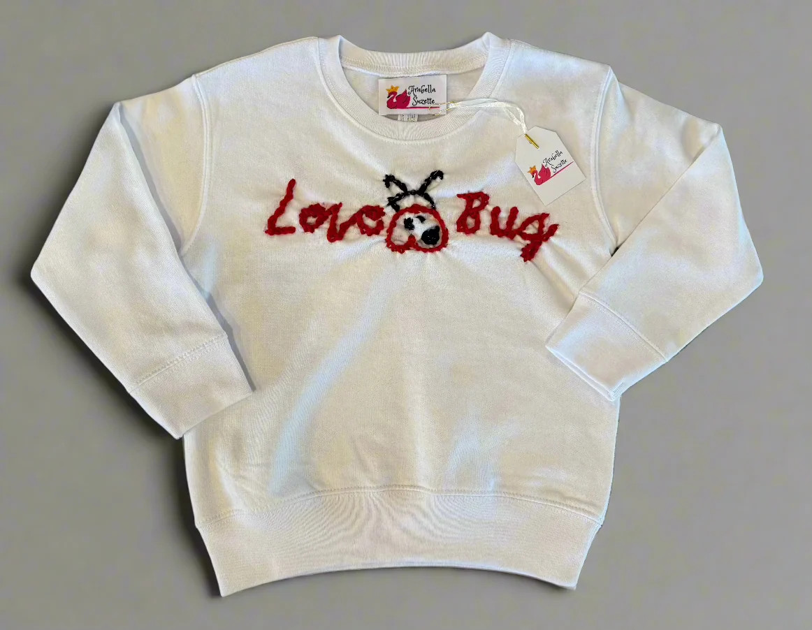 “Love Bug” Hand Embroidered Sweatshirt | Arabella Suzette