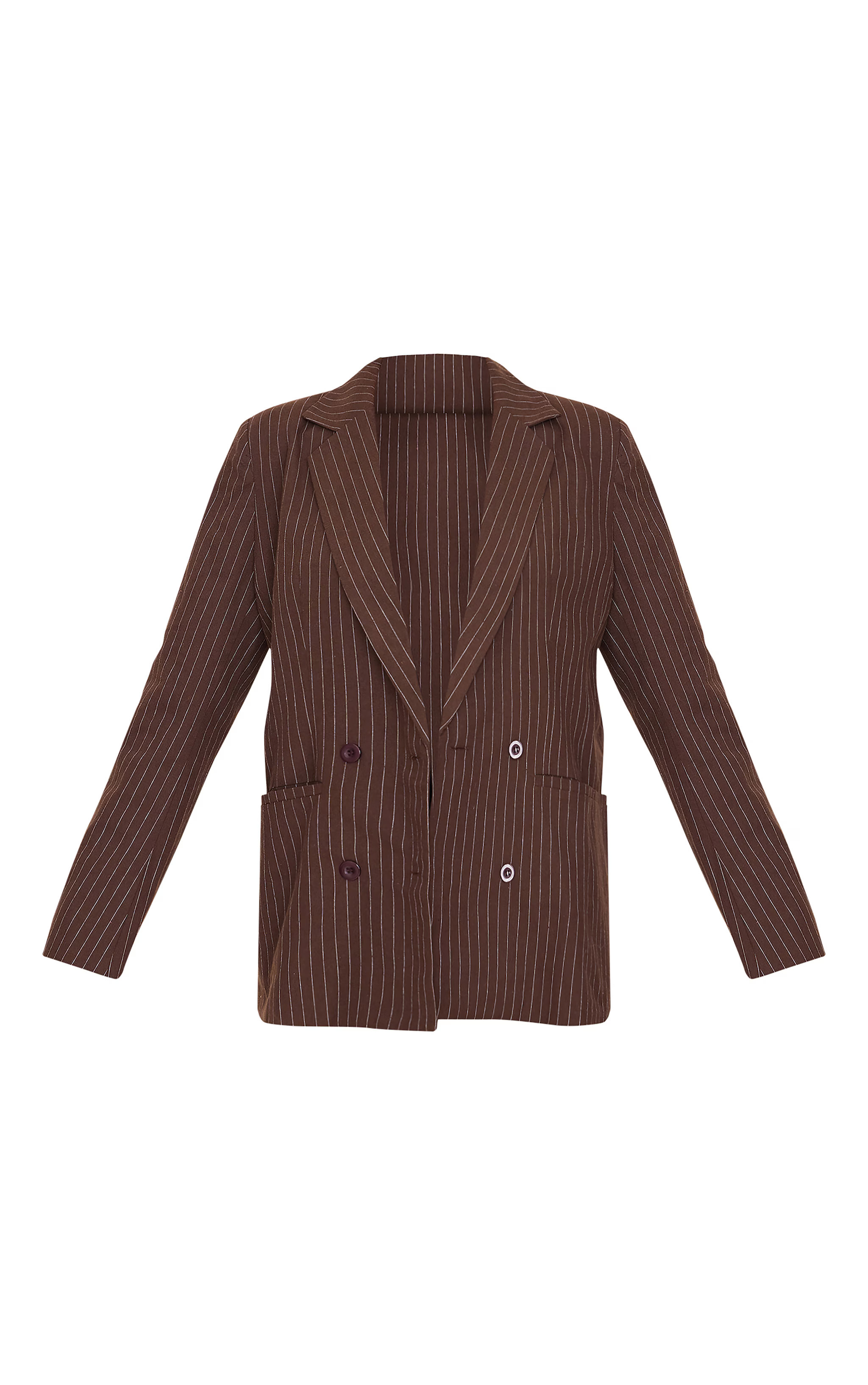 Chocolate Woven Stripe Tailored Blazer | Co-ords | PrettyLittleThing US