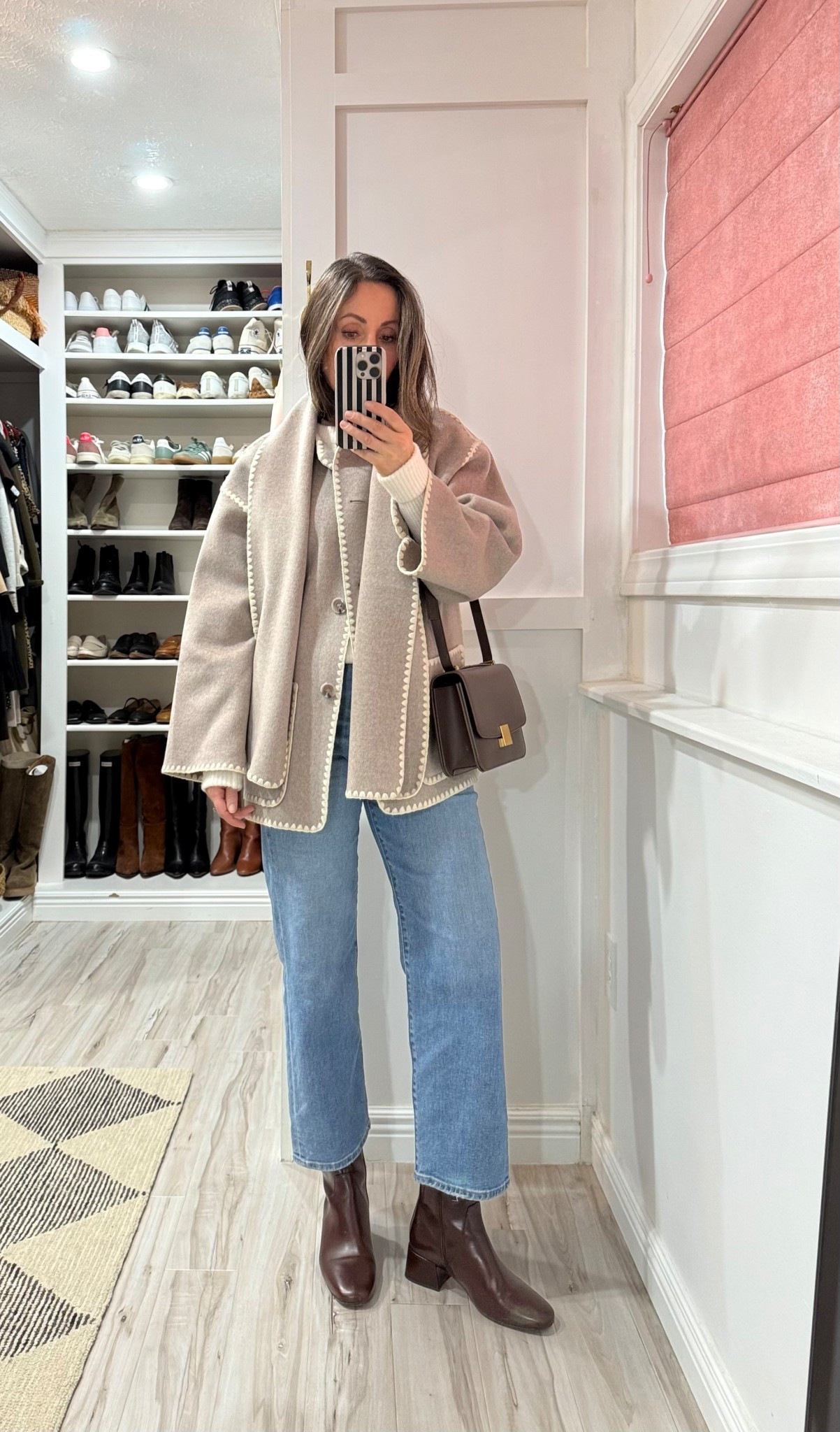 Wearing xs in the wool coat (not itchy ). 
Levi’s Ribcage Jeans tts for me.  
Booties are selling out fast again after the latest restock.  

#LTKOver40 #LTKSeasonal #LTKShoeCrush