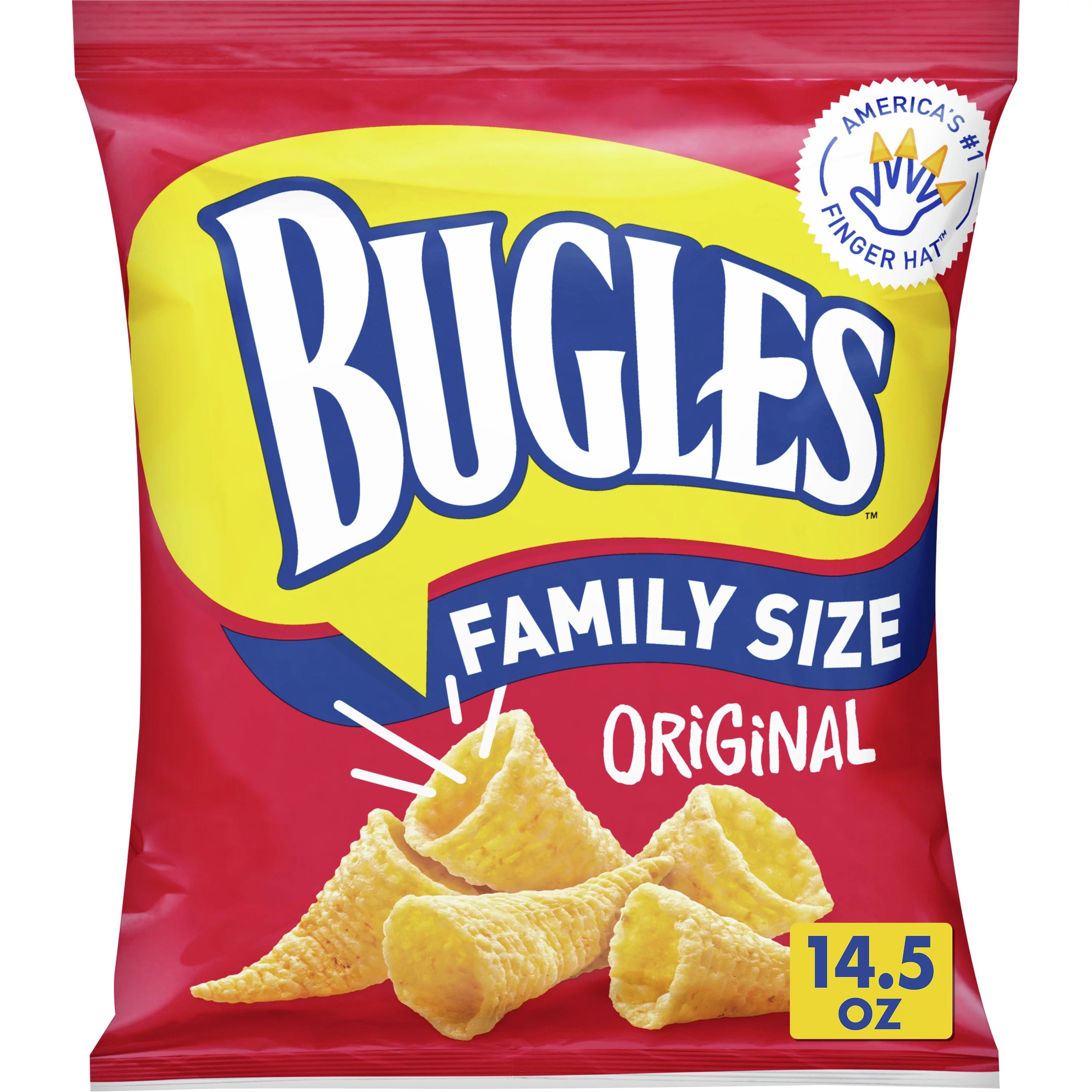 Bugles Crispy Corn Snacks, Original Flavor, Family Size Snack Bag, 14.5 oz | Walmart (US)