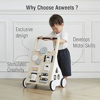 Asweets Wooden Baby Walker Push and Pull Learning Activity Walker for Boys and Girls Sit to Stand... | Amazon (US)