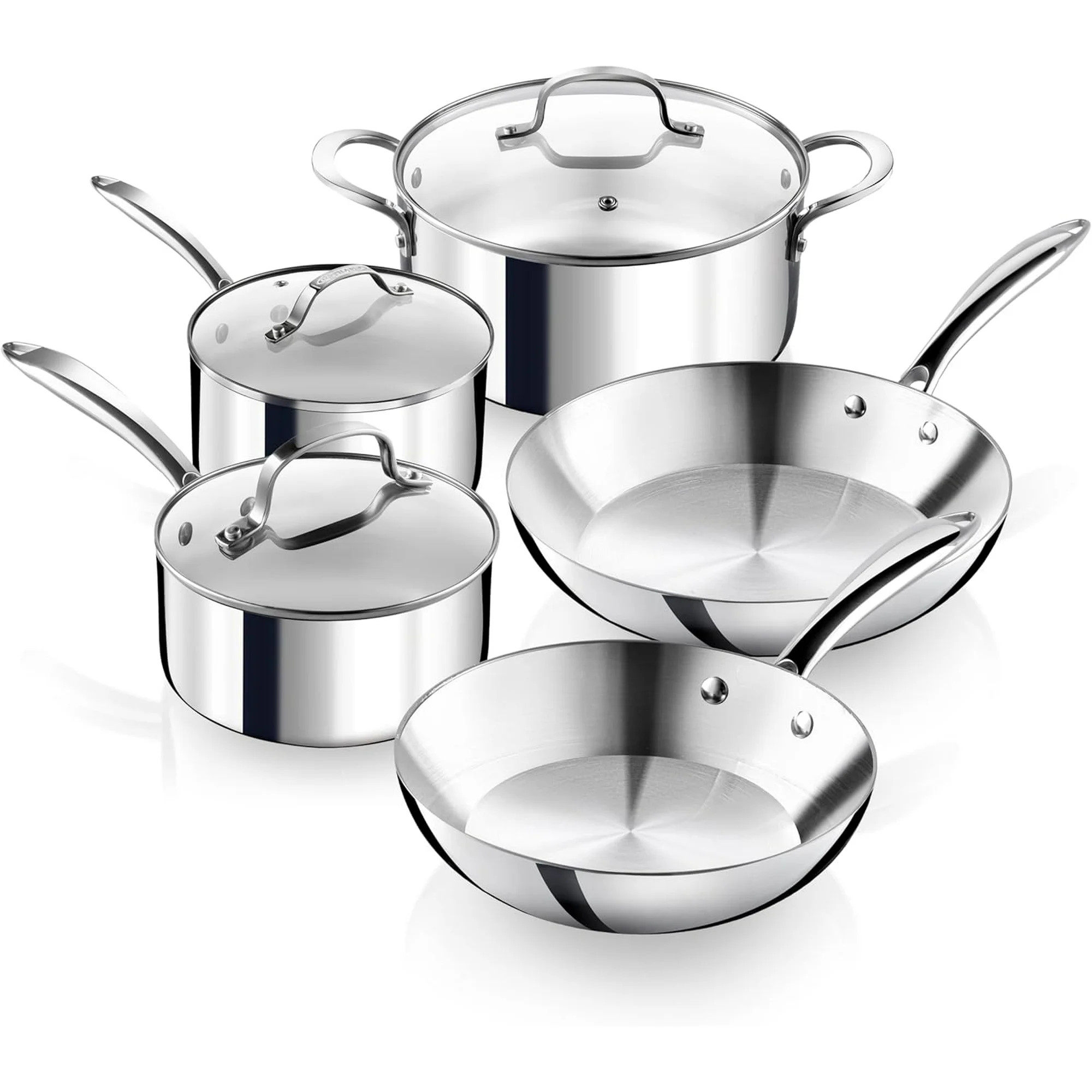 Gotham Steel 10 Pcs Stainless Steel Cookware Set, Pots and Pans Set Non Stick with Induction Cook... | Walmart (US)