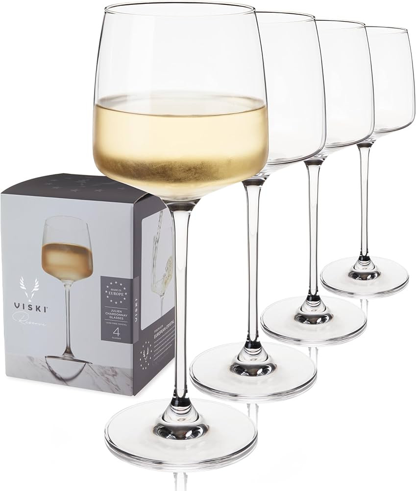 Viski Reserve Julien Crystal European Crafted White Stemmed Set of 4-16oz Wine Glass for Special ... | Amazon (US)