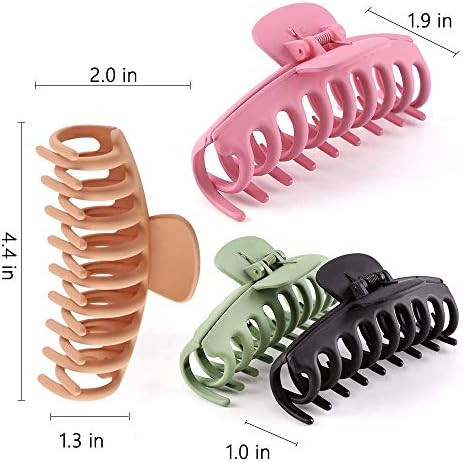 SHALAC Large Hair Claw Clips for Thick Hair 4 PCS , Strong Hold Perfect for Women, Barrettes for Lon | Amazon (US)