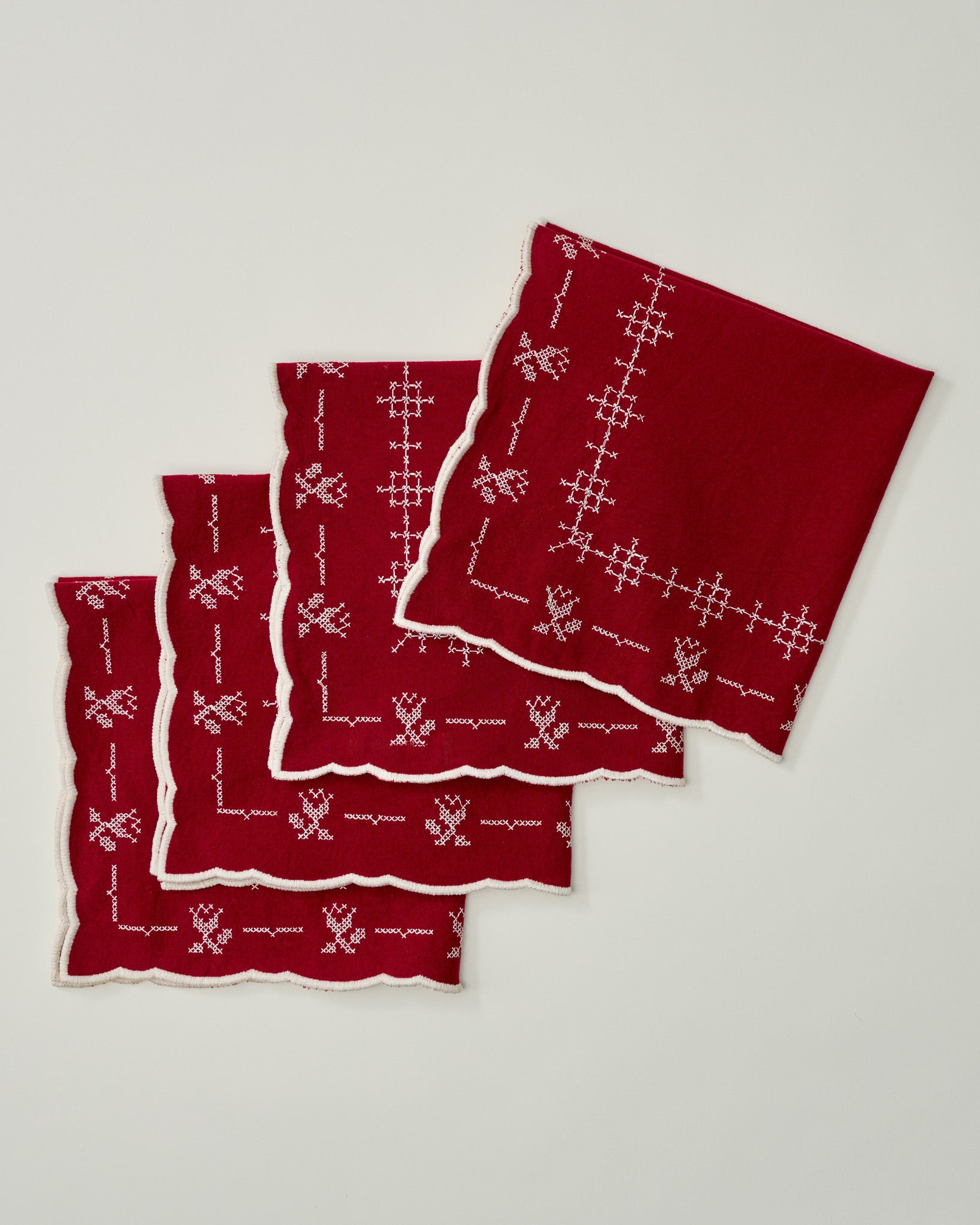 Cross Stitch Winter Tulip Napkin Set of Four | Magnolia