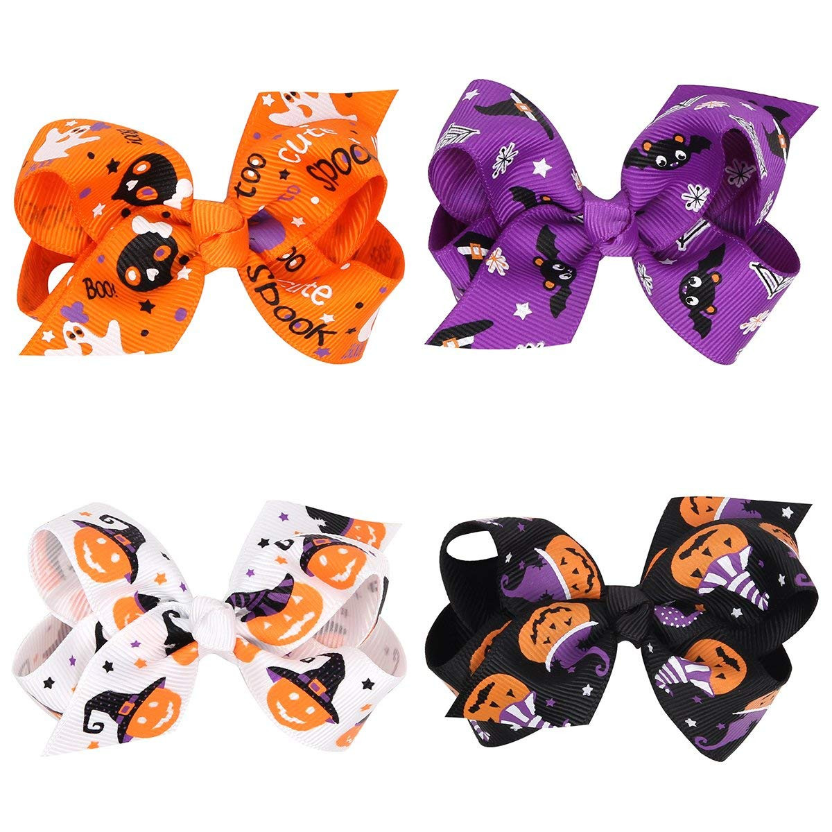 Baby Rose Halloween Headband Infant Pumpkin Hairband Bow Hair Clips (4pc clips) | Amazon (US)