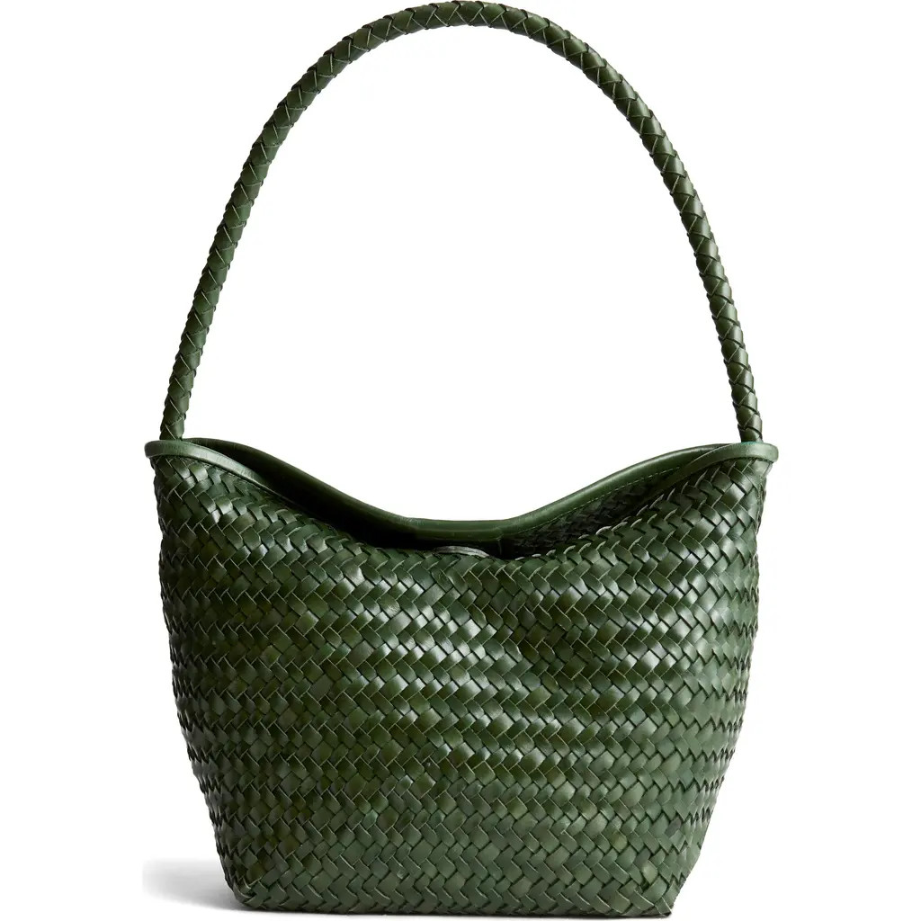 Madewell The Handwoven Leather Shoulder Bag in Golf Green at Nordstrom | Nordstrom