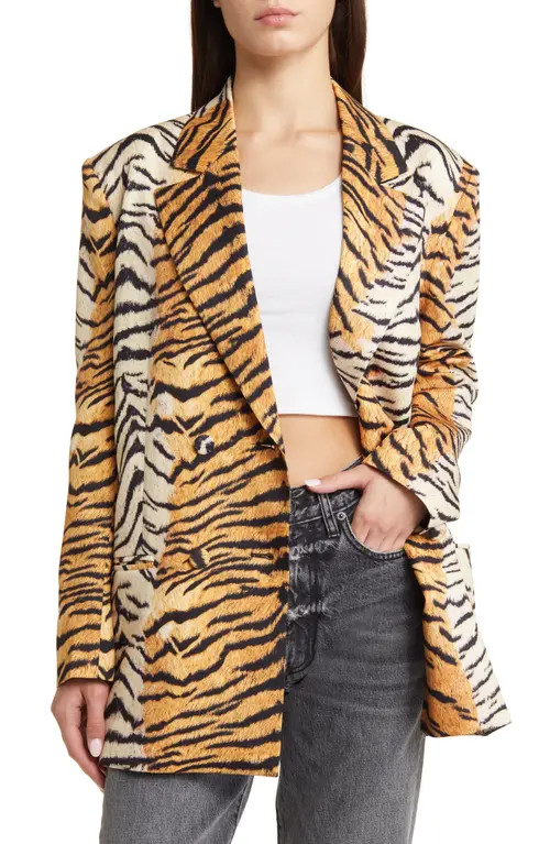 Dressed in Lala Make Me Wanna LaLa Boyfriend Blazer in Tigress at Nordstrom, Size X-Large | Nordstrom