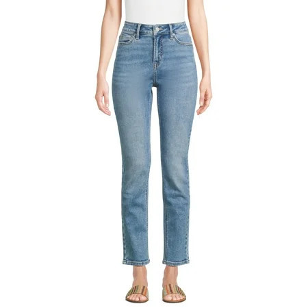 Time and Tru Women’s Mid Rise Straight Leg Jeans, Sizes 0-22, Regular & Short Inseams | Walmart (US)
