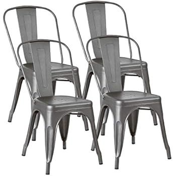 JUMMICO Metal Dining Chair Stackable Indoor-Outdoor Industrial Vintage Chairs Bistro Kitchen Cafe... | Amazon (US)