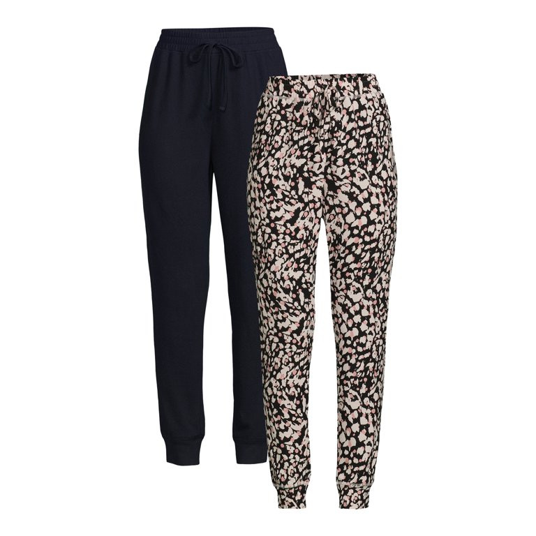 Time and Tru Women's Super Soft Hacci Knit Jogger Pants, 27.5" Inseam, 2-Pack, Sizes XS-XXL - Wal... | Walmart (US)